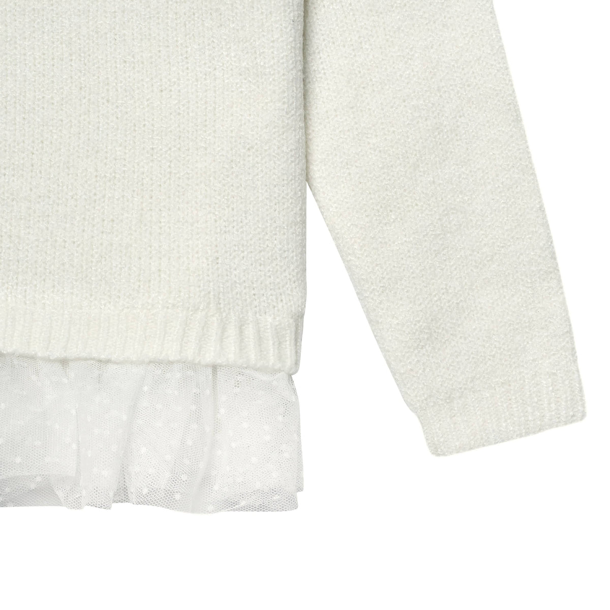 Infant & Toddler Girls White Sweater With Tulle Trim-Gerber Childrenswear