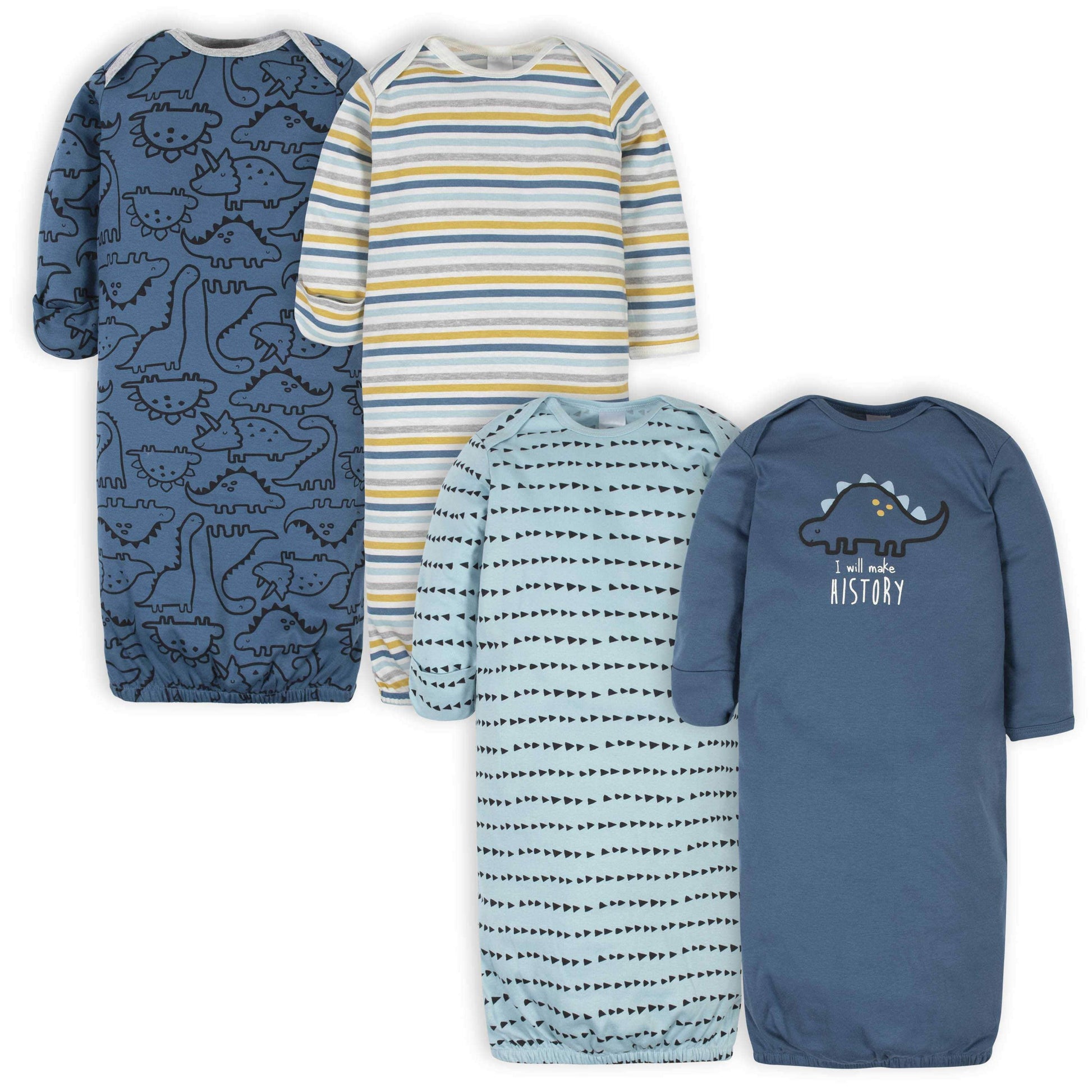 Gerber® 4-Pack Baby Boys Dinosaur Gowns-Gerber Childrenswear