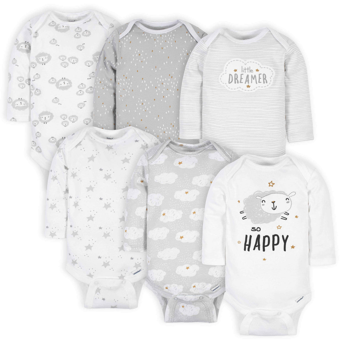18-Piece Baby Neutral Sheep and Clouds Sleep 'N Play, Onesies® Bodysuit, and Burpcloth Set-Gerber Childrenswear