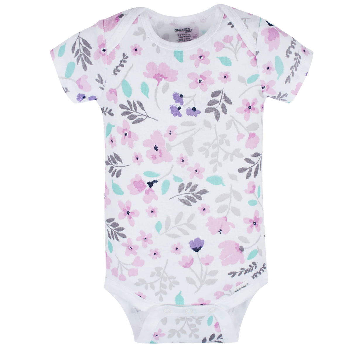 8-Pack Baby Girls Rainbow Floral Short Sleeve Onesies® Bodysuits