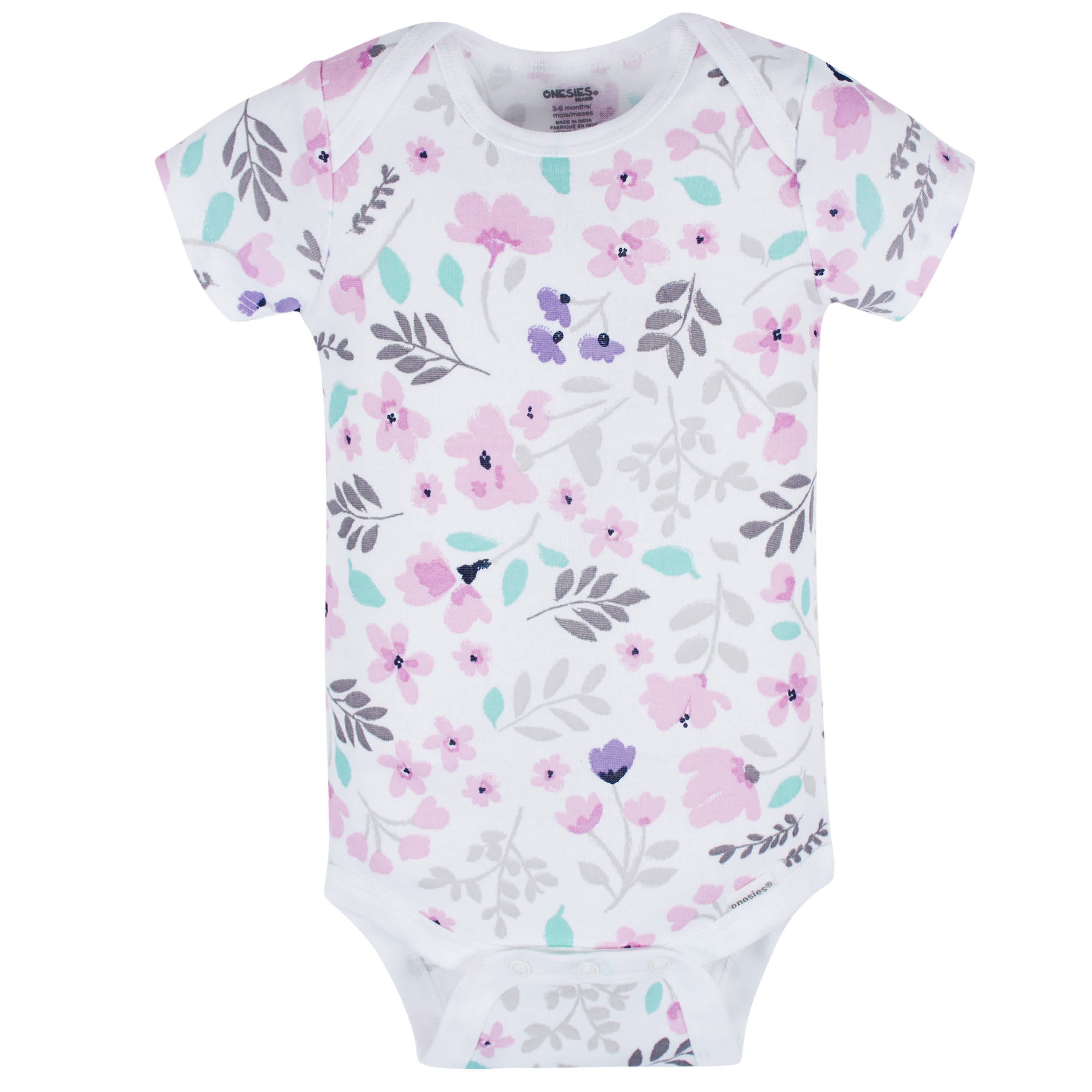 8-Pack Baby Girls Rainbow Floral Short Sleeve Onesies® Bodysuits