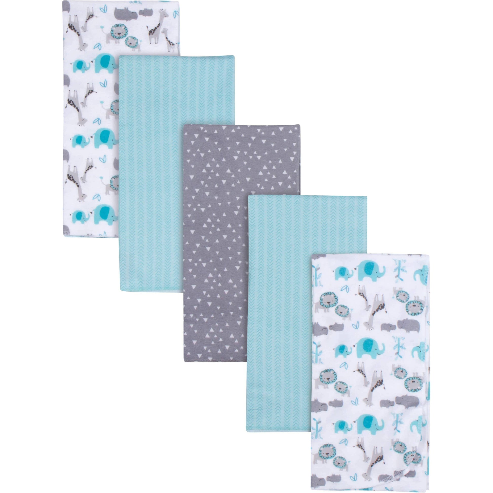 5-Pack Baby Boys Safari Flannel Receiving Blankets-Gerber Childrenswear