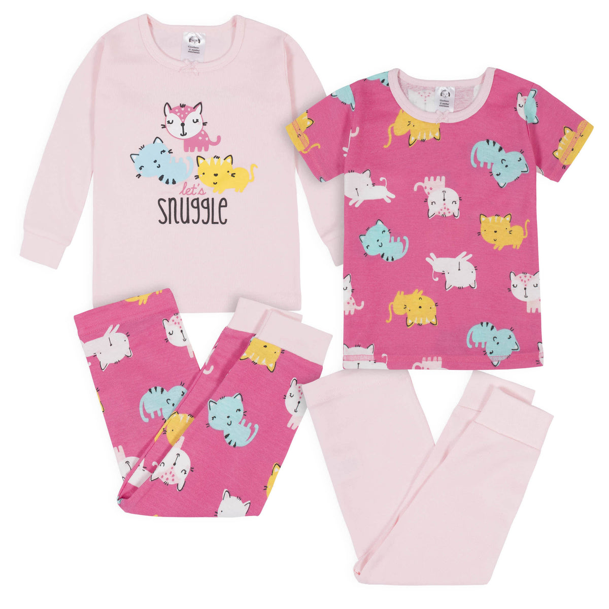 4-Piece Baby & Toddler Girls Cats Snug Fit Cotton Pajamas-Gerber Childrenswear