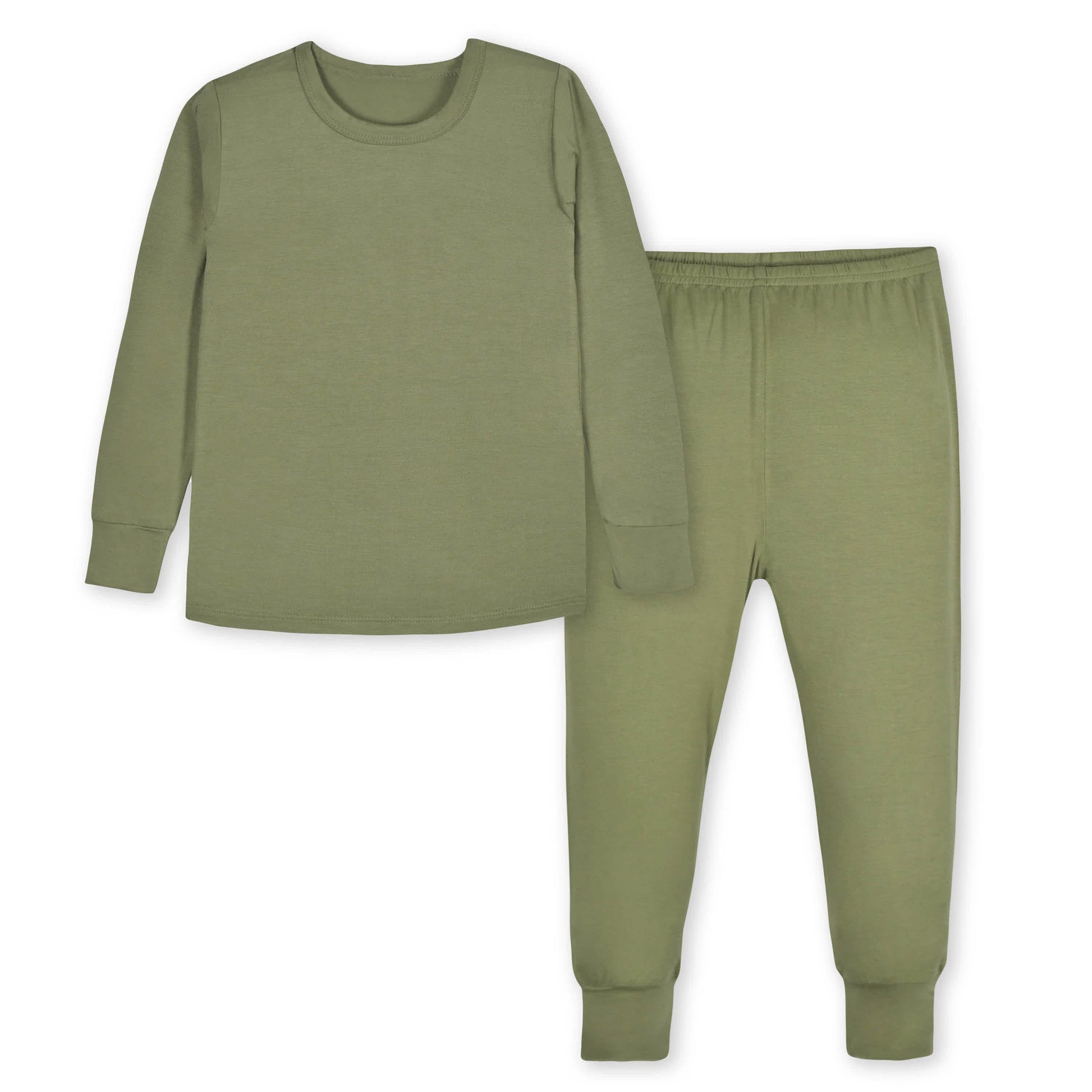 2-Piece Infant & Toddler Olive Buttery-Soft Viscose Made from Eucalyptus Snug Fit Pajamas