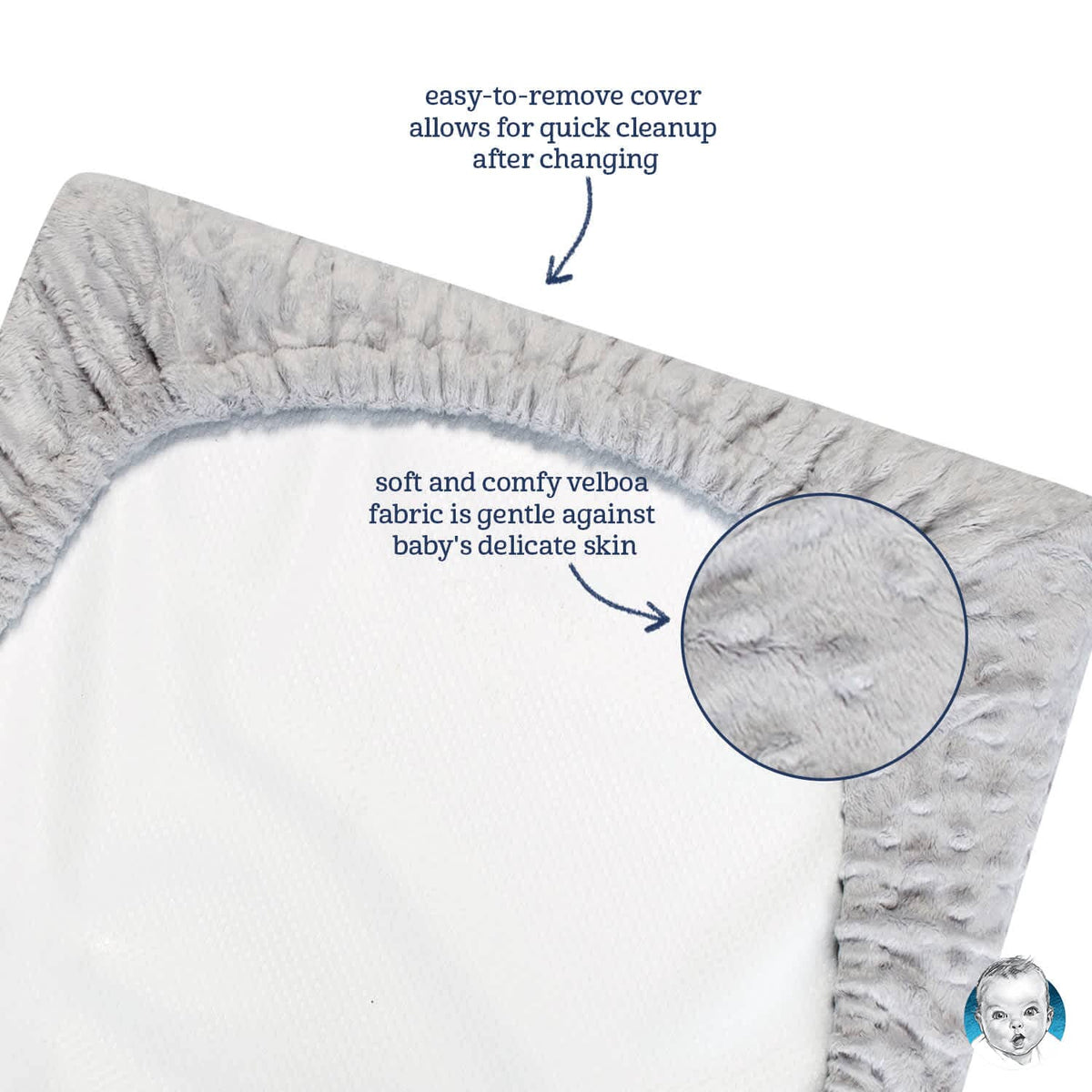 Baby Boys Dotted Navy Changing Pad Cover-Gerber Childrenswear