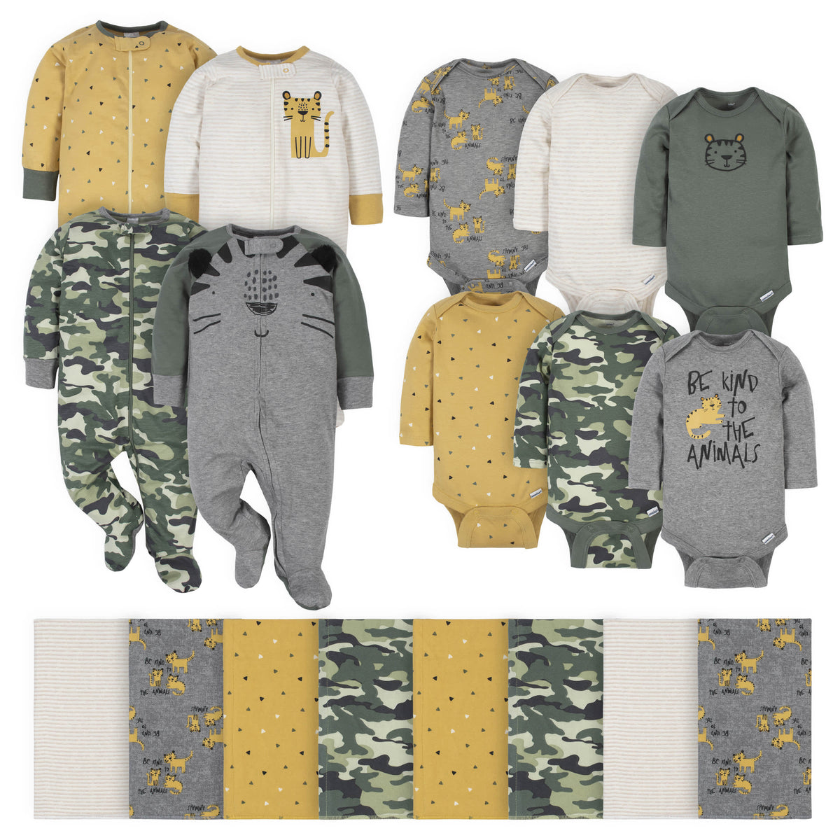 18-Piece Baby Boys Tiger Sleep 'N Play, Onesies® Bodysuit, and Burpcloth Set-Gerber Childrenswear