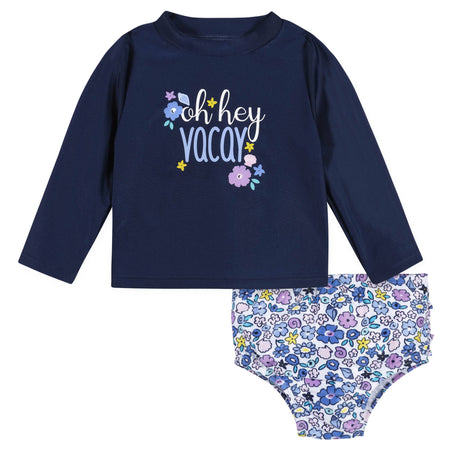 2-Piece Baby & Toddler Girls UPF 50+ Vacation Vibes Rash Guard & Swim Bottoms Set