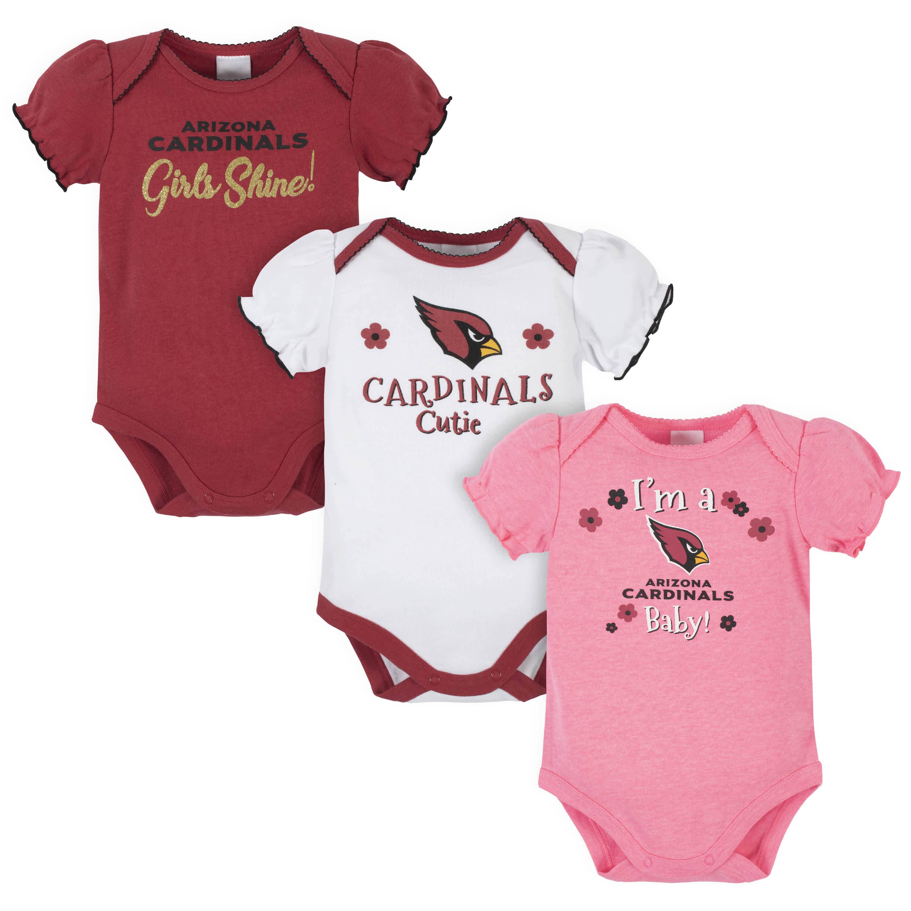 Arizona Cardinals Baby Girls Short Sleeve Bodysuits-Gerber Childrenswear