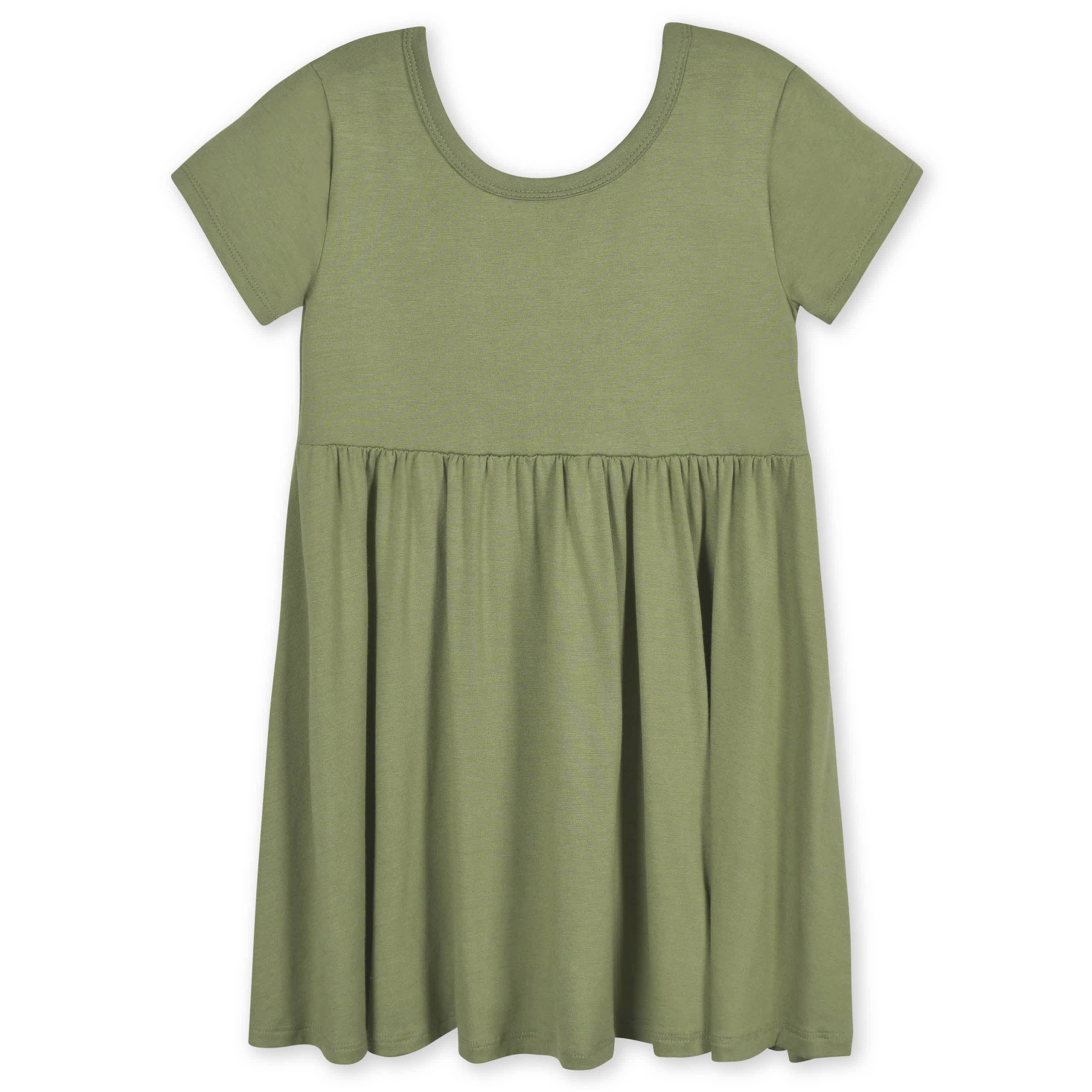 Infant & Toddler Girls Olive Buttery-Soft Viscose Made from Eucalyptus Twirl Dress