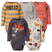 5-Pack Baby Boys Safari Long Sleeve Onesies® Bodysuits-Gerber Childrenswear