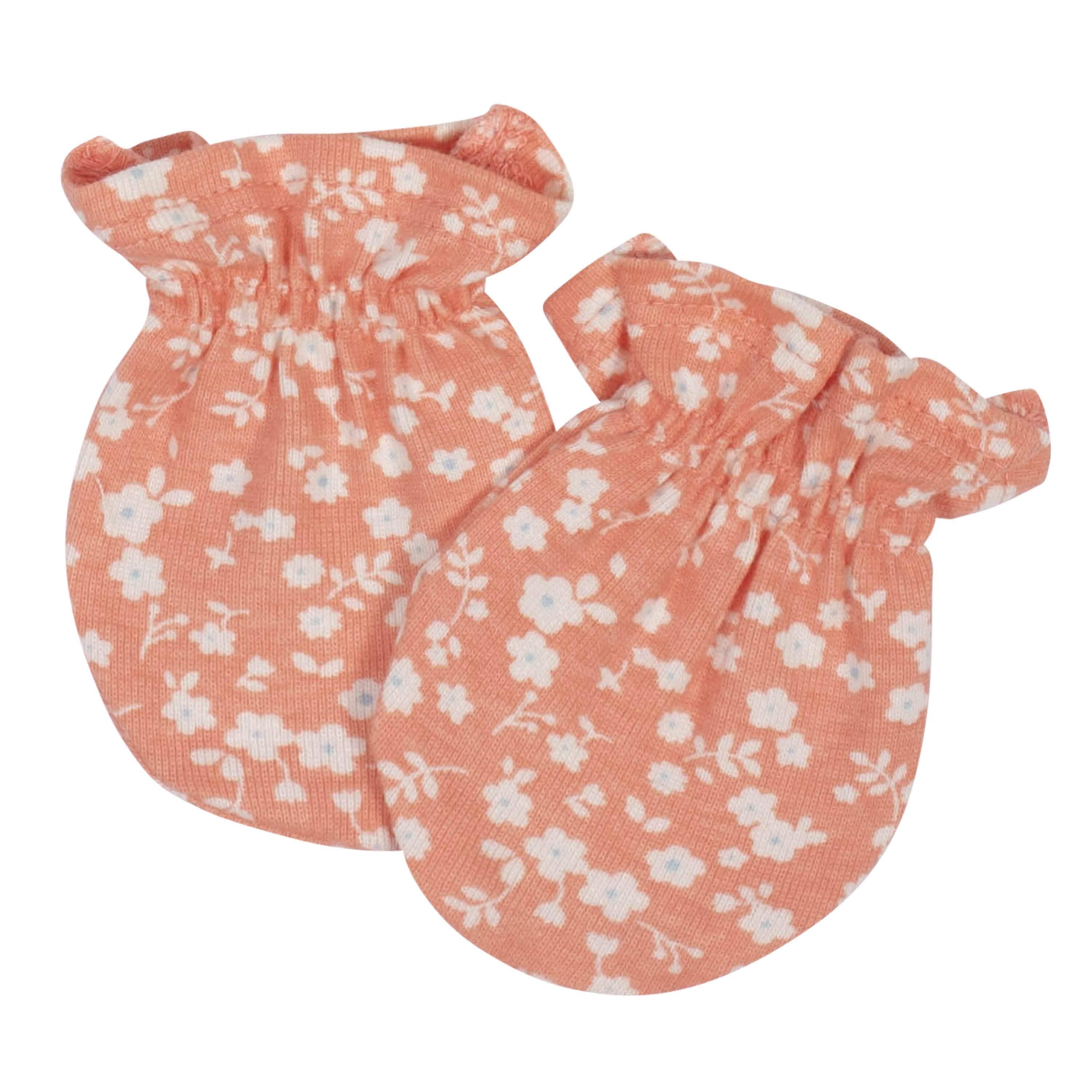 4-Pack Baby Girls Flower Pot Organic Mittens-Gerber Childrenswear