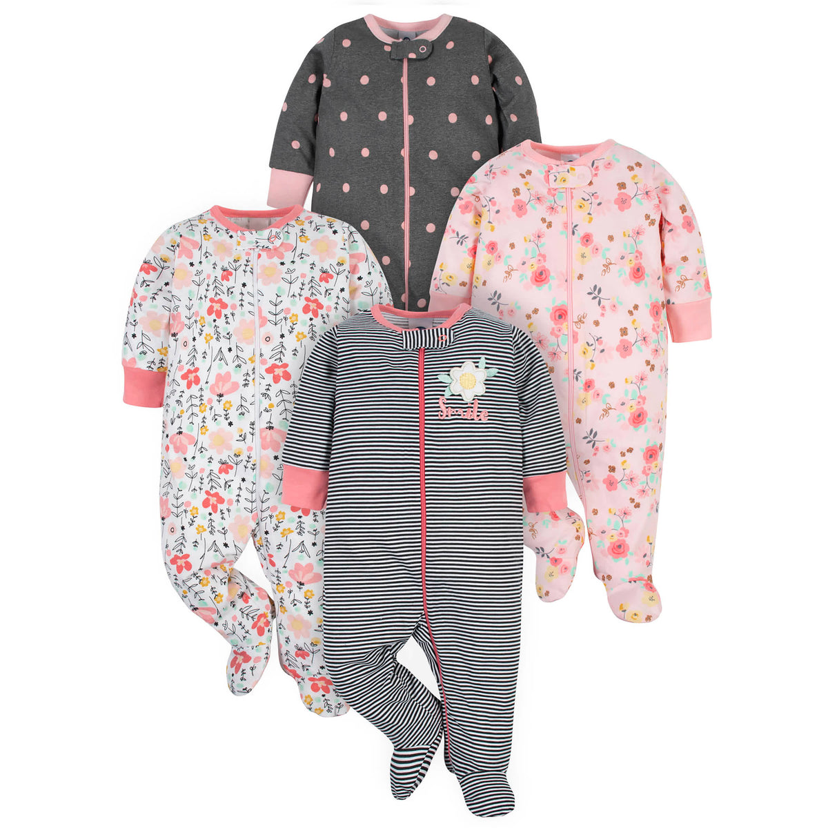 4-Pack Baby Girls Love You & Garden Floral Sleep 'N Plays