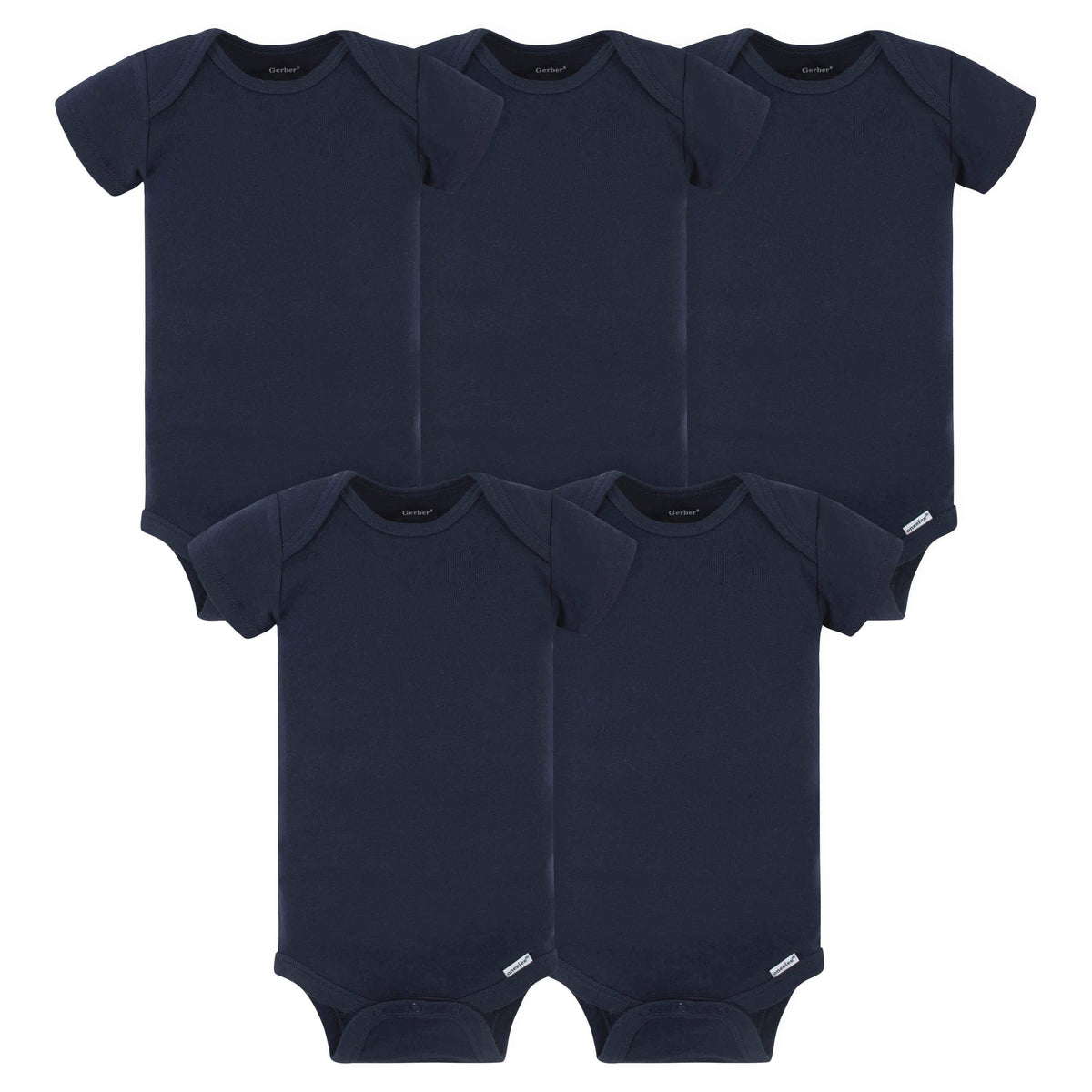5-Pack Baby Navy Onesies® Bodysuits-Gerber Childrenswear
