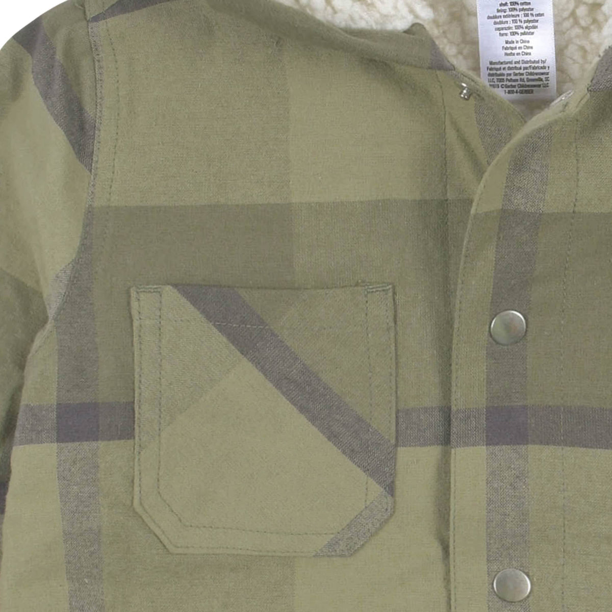 2-Piece Infant & Toddler Boys Sage Green Plaid Flannel Jacket & Jogger Set