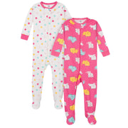 2-Pack Baby & Toddler Girls Cats Snug Fit Footed Cotton Pajamas-Gerber Childrenswear