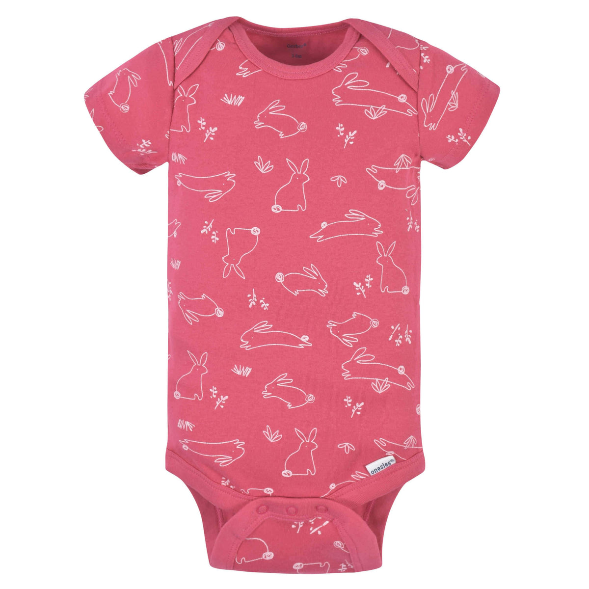 3-Pack Baby Girls Comfy Stretch Roses & Bunnies Short Sleeve Onesies® Bodysuits-Gerber Childrenswear