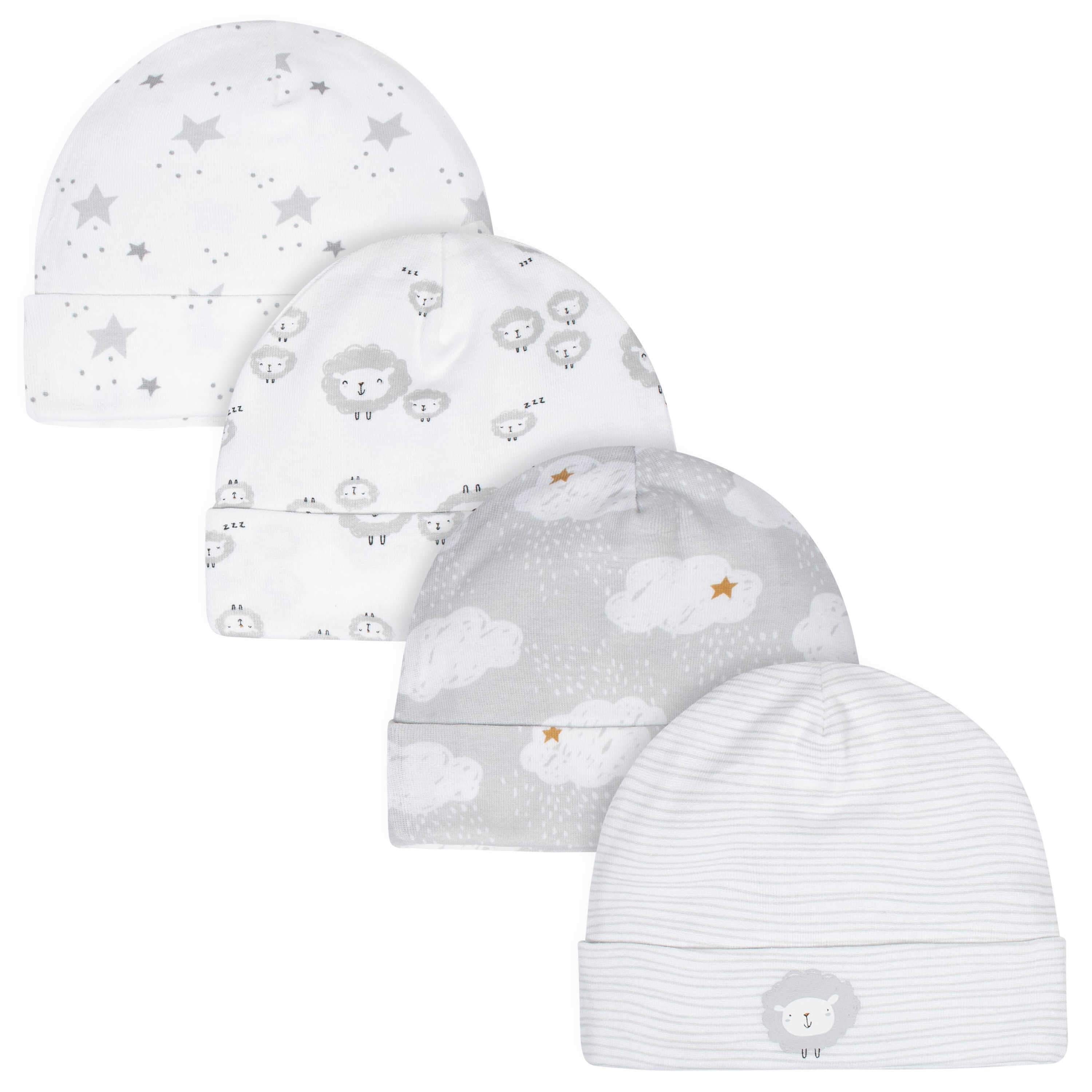 Gerber® 4-Pack Baby Neutral Sheep Caps-Gerber Childrenswear