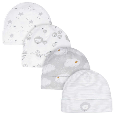 Gerber® 4-Pack Baby Neutral Sheep Caps