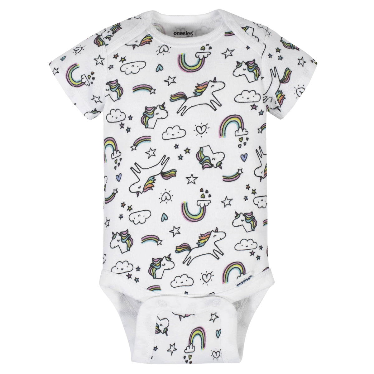8-Pack Baby Girls Unicorns Onesies® Brand Bodysuits-Gerber Childrenswear