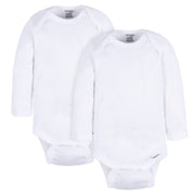 2-Pack Baby Neutral White Long Sleeve Onesies® Bodysuits