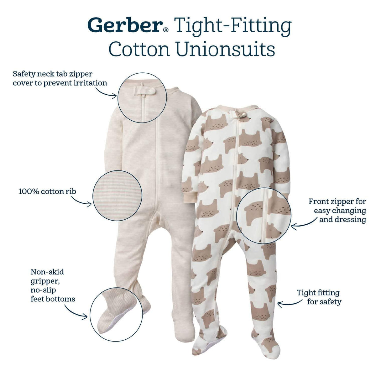 2-Pack Baby & Toddler Girls Love Snug Fit Footed Cotton Pajamas-Gerber Childrenswear