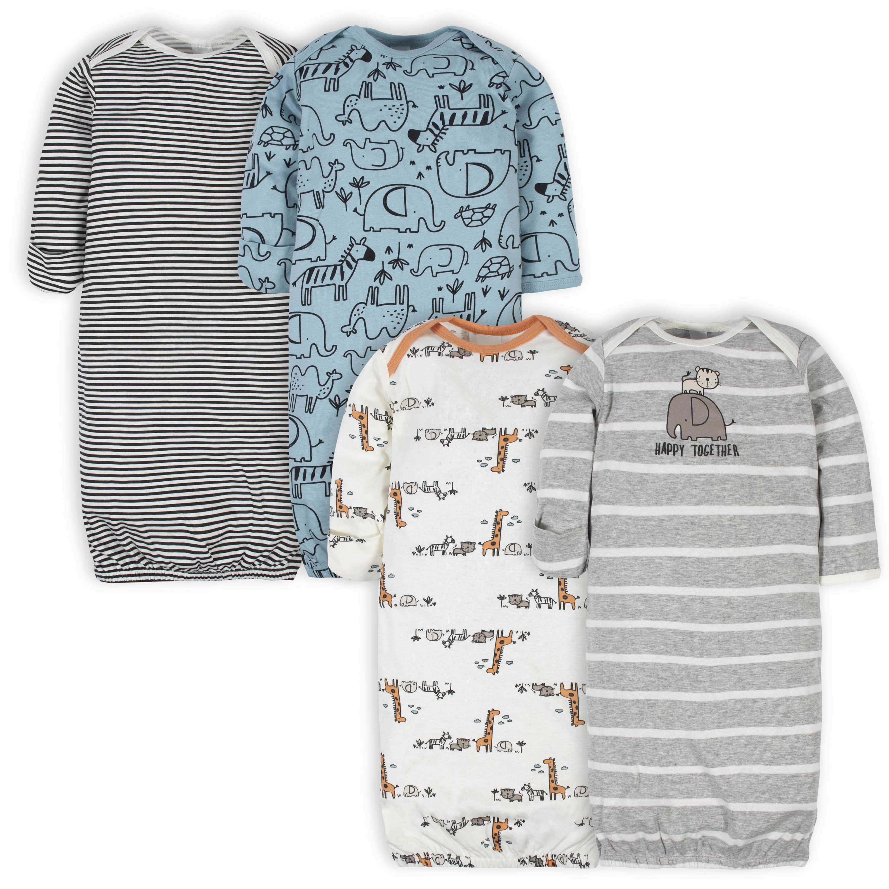 Gerber® 4-Pack Baby Boys Jungle Gowns-Gerber Childrenswear