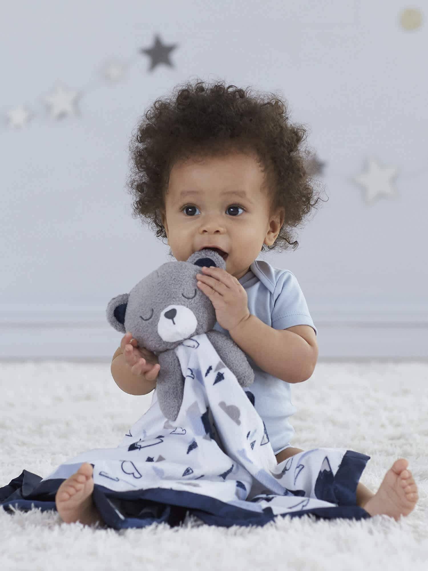 Embroidered Bear Baby Boys Security Blanket-Gerber Childrenswear