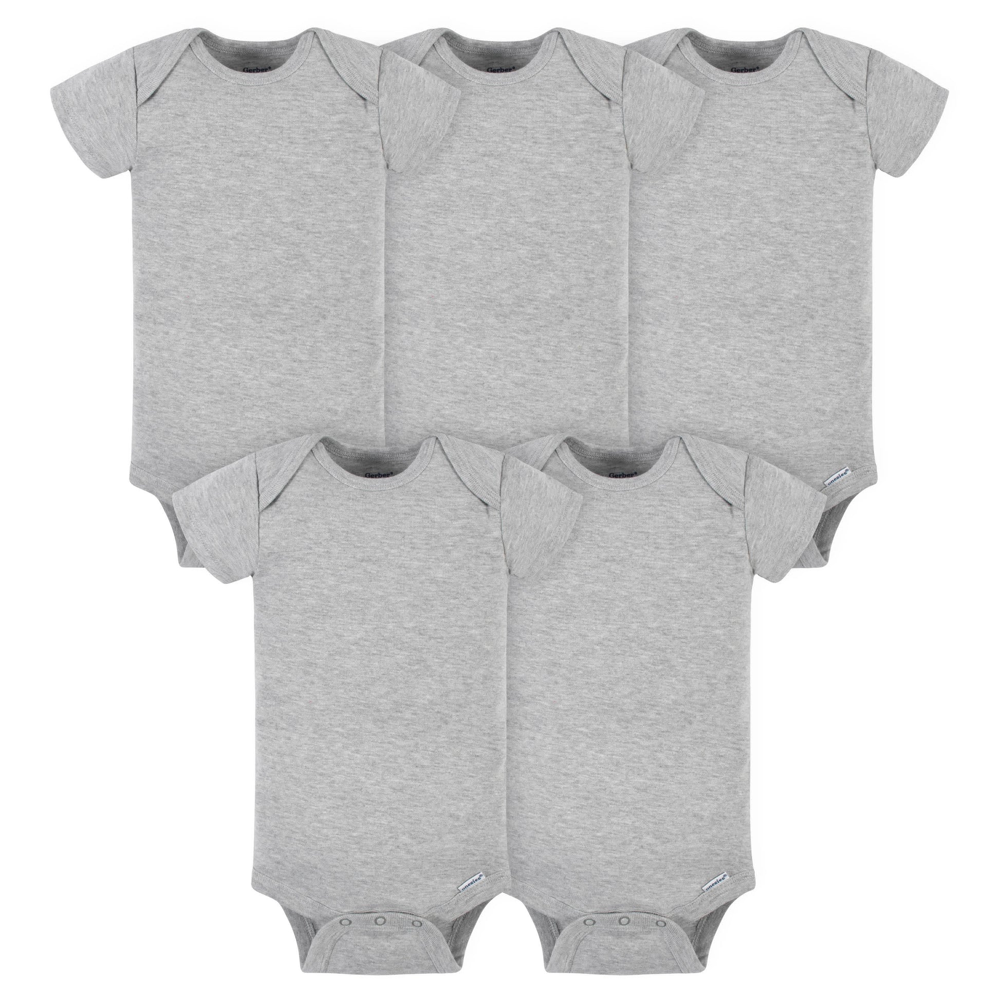 5-Pack Baby Heather Grey Onesies® Bodysuits-Gerber Childrenswear