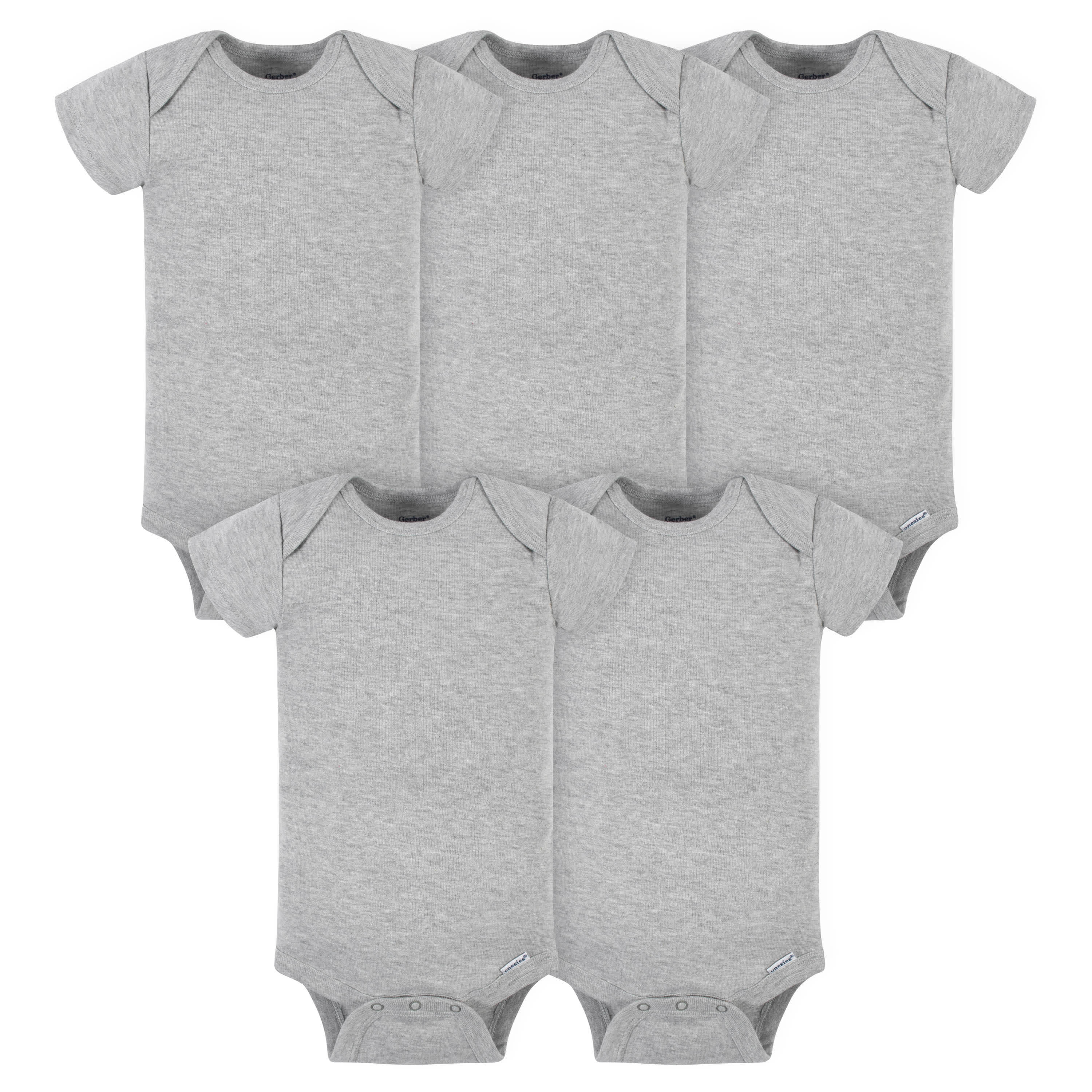 5-Pack Baby Heather Grey Onesies® Bodysuits-Gerber Childrenswear