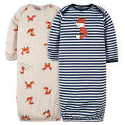 2-Pack Baby Boys Fox Gowns-Gerber Childrenswear