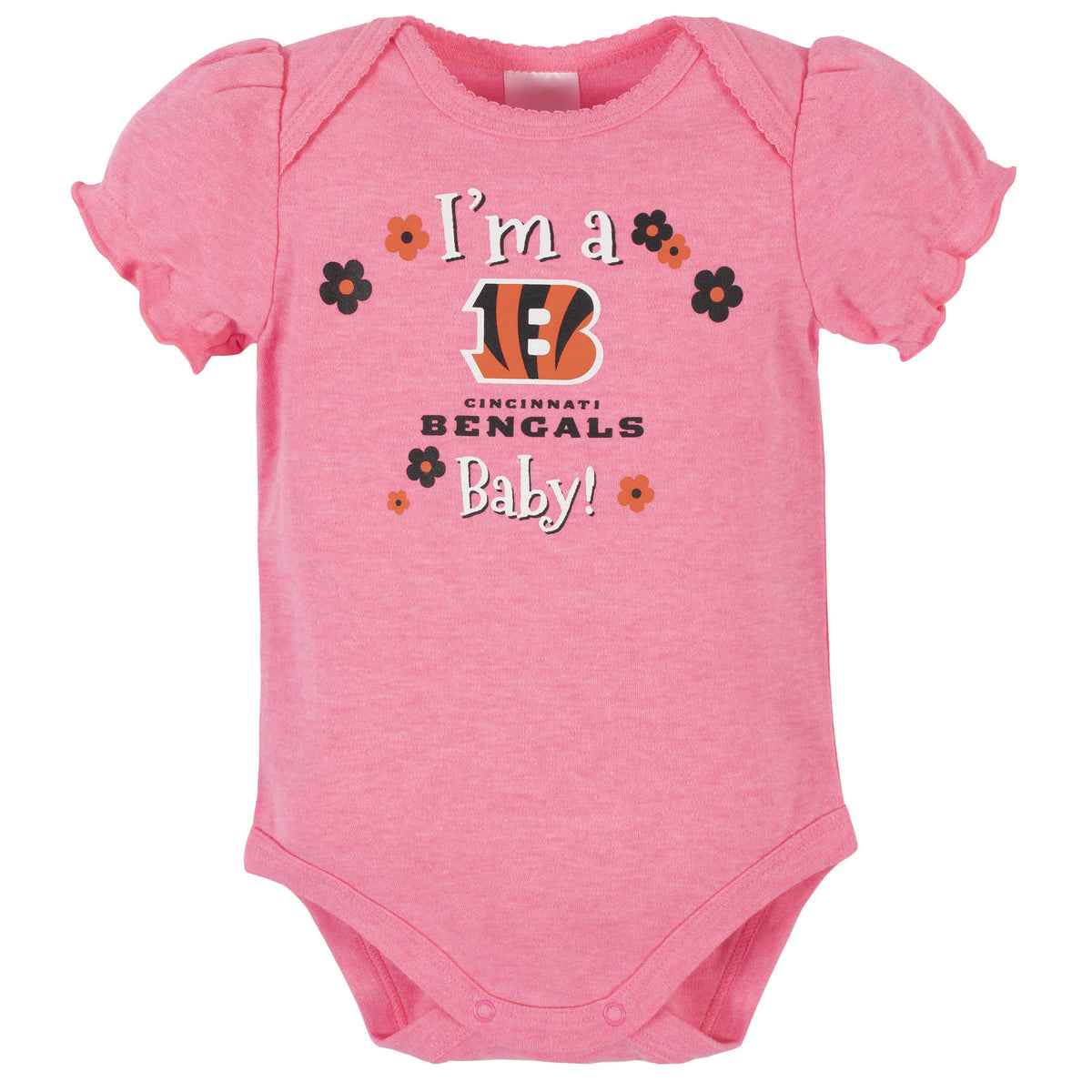 Cincinnati Bengals Baby Girls Short Sleeve Bodysuits-Gerber Childrenswear