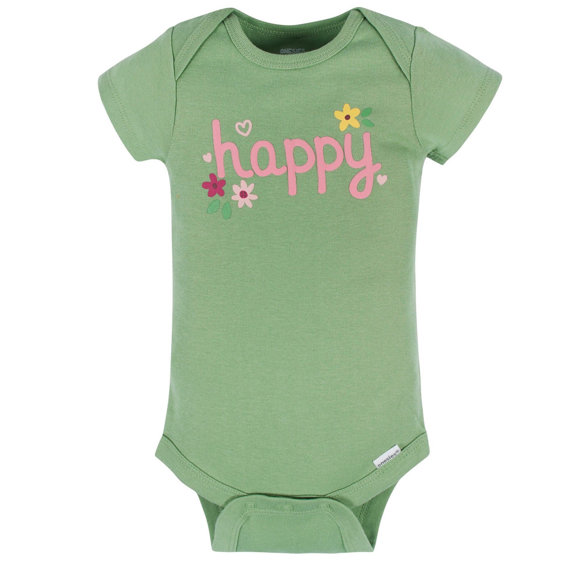 8-Pack Baby Girls Floral Fox Short Sleeve Onesies® Bodysuits