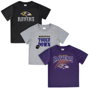 Baltimore Ravens 3-Pack Boys Short Sleeve Tee Shirts-Gerber Childrenswear
