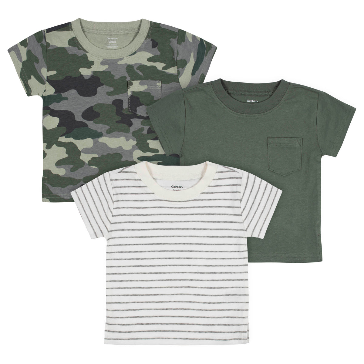 3-Pack Baby & Toddler Boys Color Me Camo Short Sleeve Pocket Tees-Gerber Childrenswear
