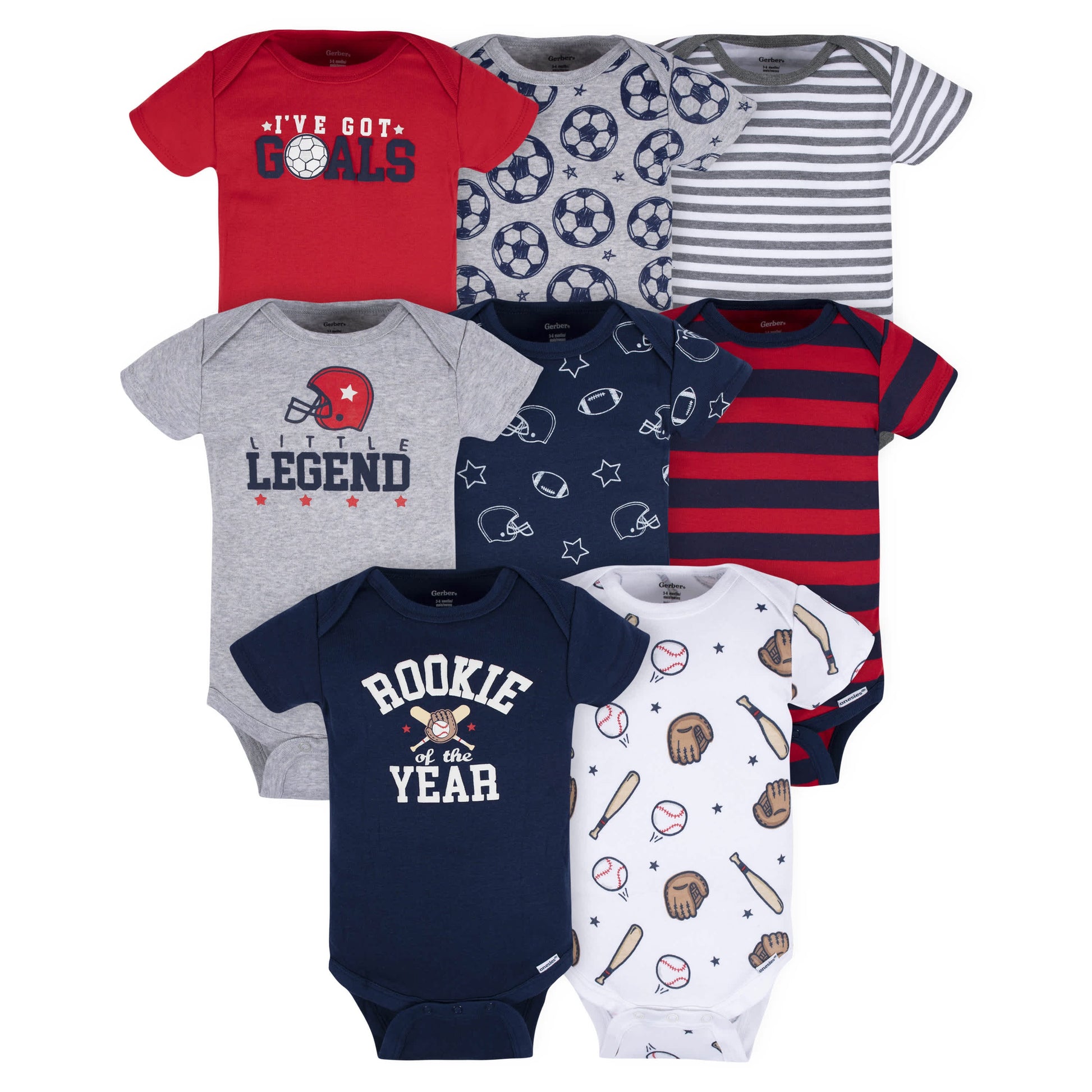 8-Pack Baby Boys Sports Onesies® Bodysuits