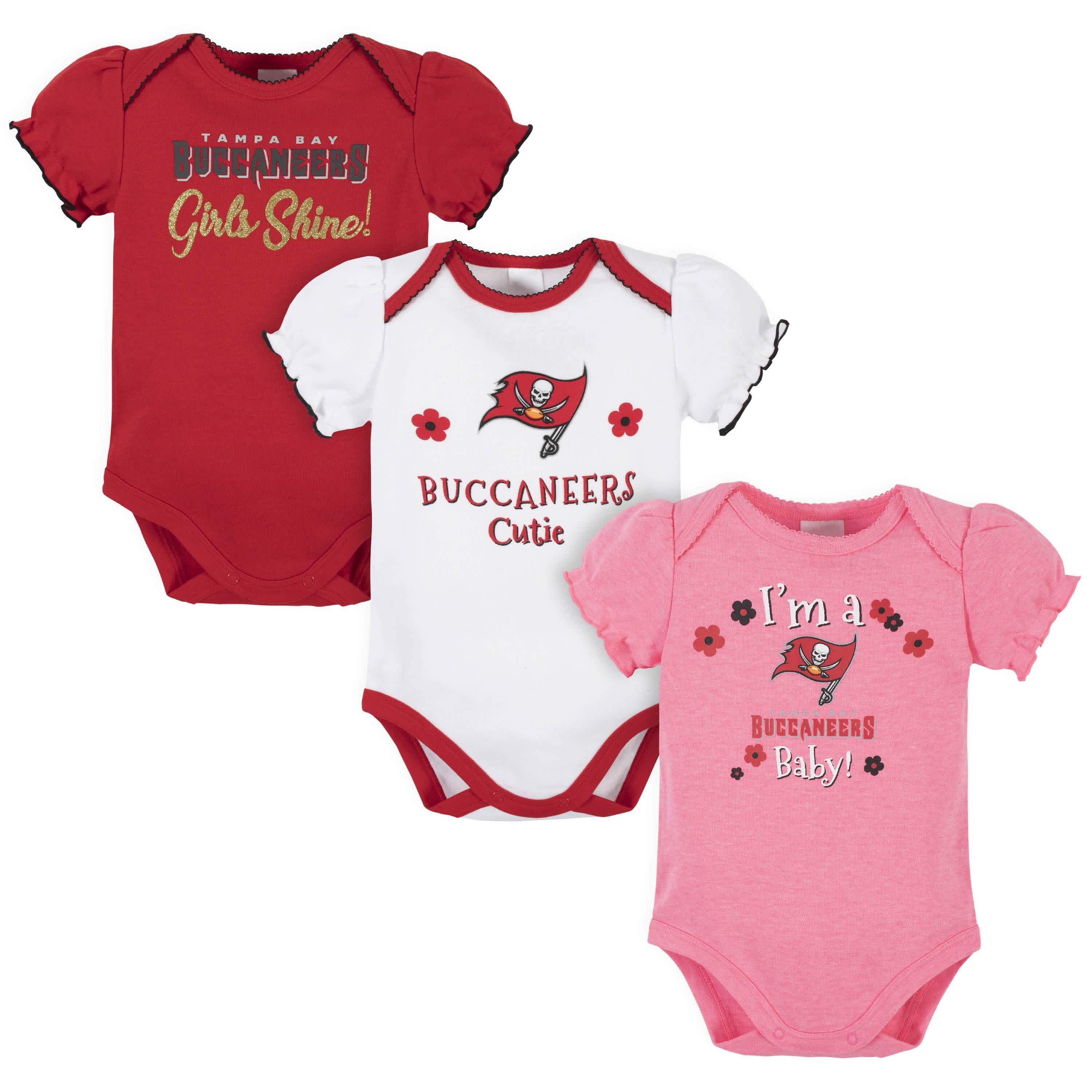 Tampa Bay Buccaneers Baby Girls Short Sleeve Bodysuits-Gerber Childrenswear