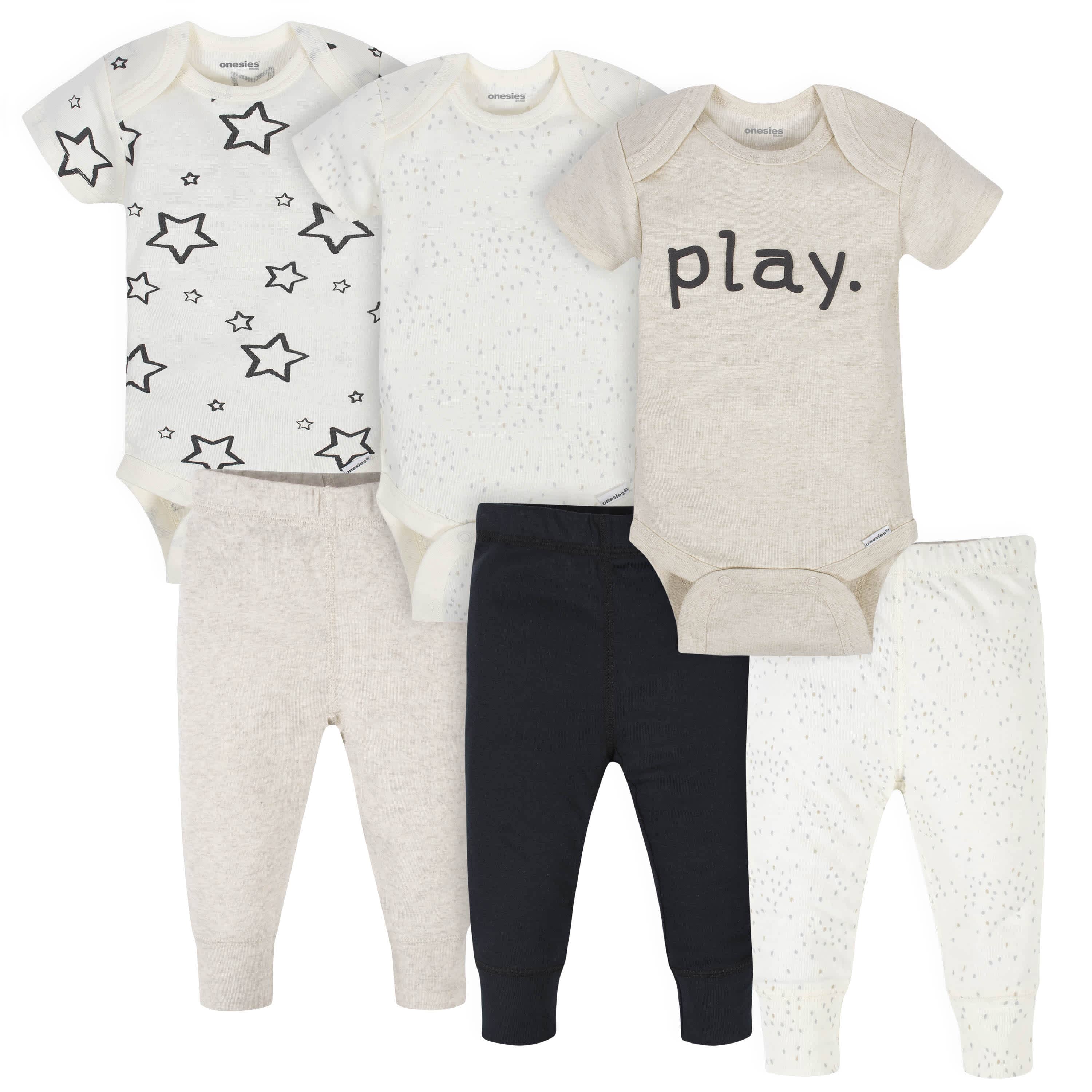 6-Piece Baby Neutral Play Onesies® Brand Bodysuits & Pants Set-Gerber Childrenswear
