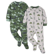 Gerber® 2-Pack Baby Boys Camo & Dino Fleece Pajamas-Gerber Childrenswear