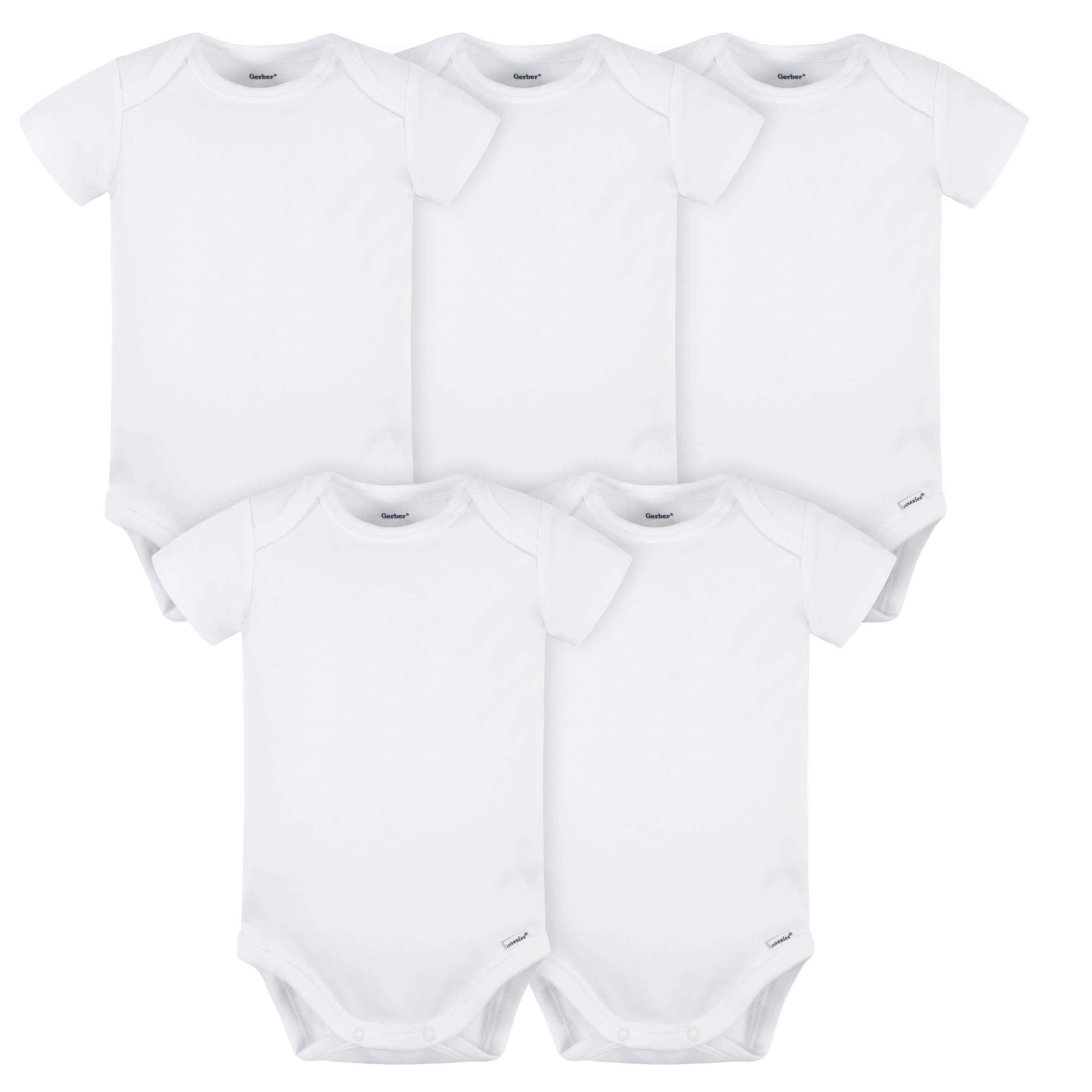 5-Pack Baby White Premium Onesies® Bodysuits-Gerber Childrenswear