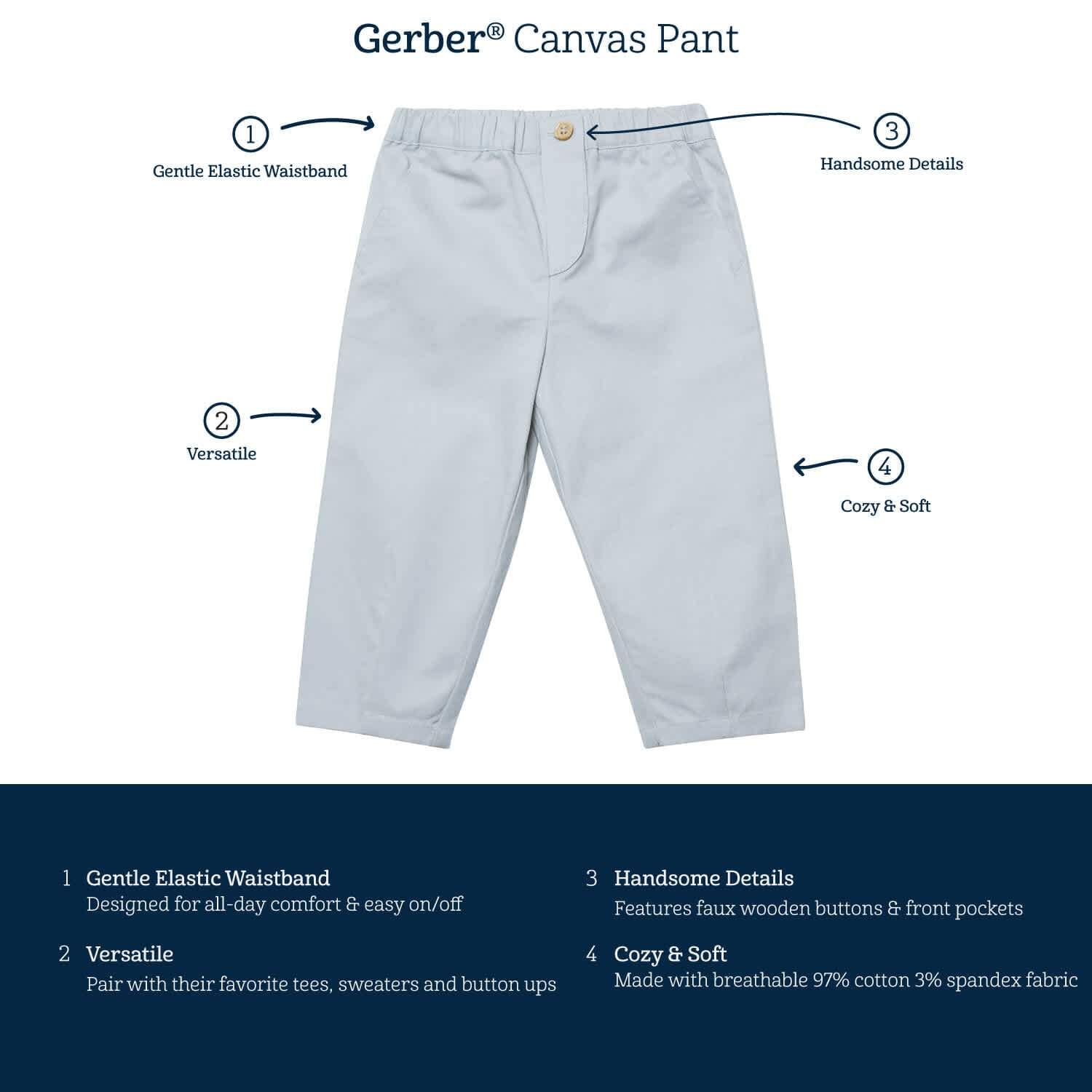 Infant & Toddler Boys Gray Canvas Pants-Gerber Childrenswear