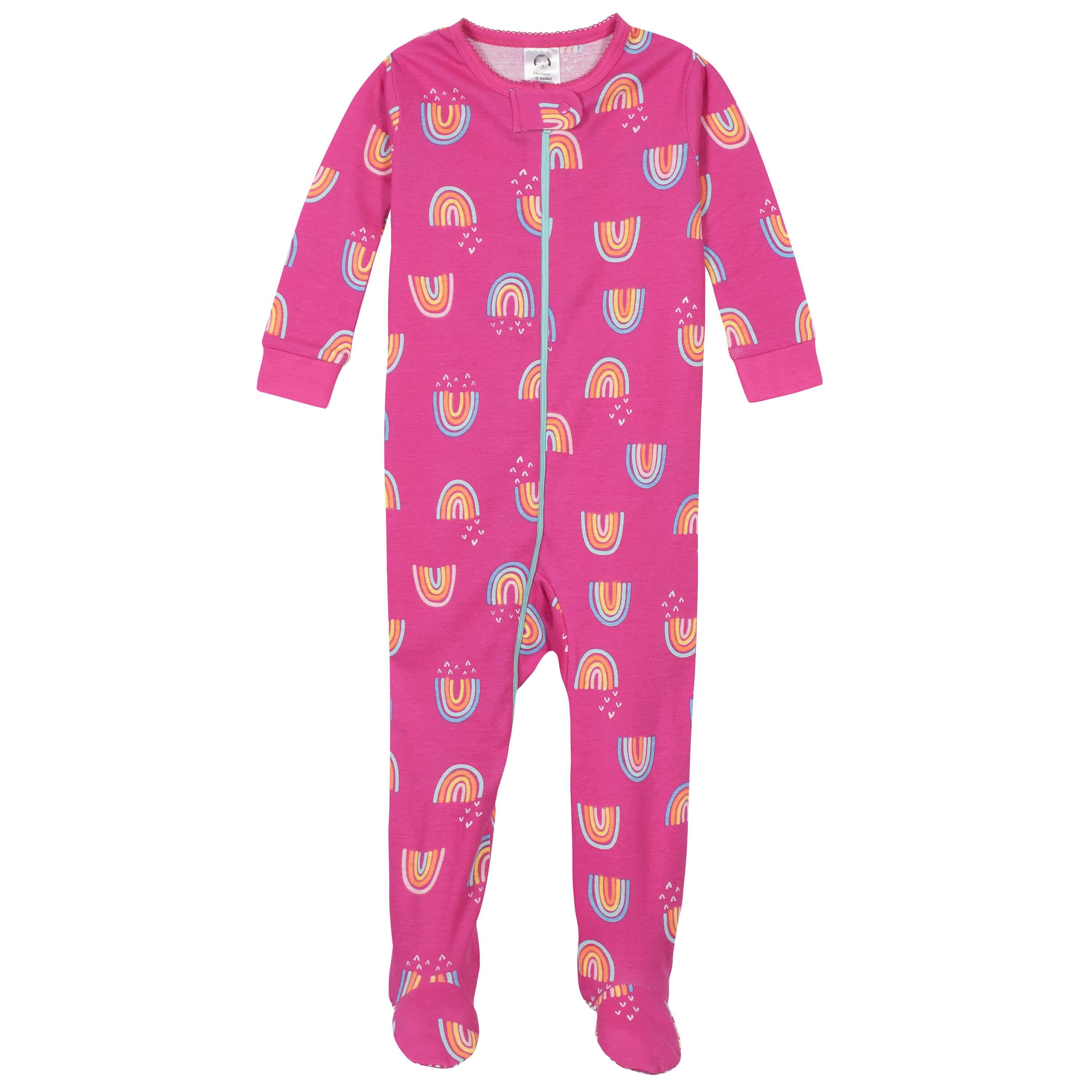 2-Pack Baby & Toddler Girls Rainbows Snug Fit Footed Cotton Pajamas-Gerber Childrenswear