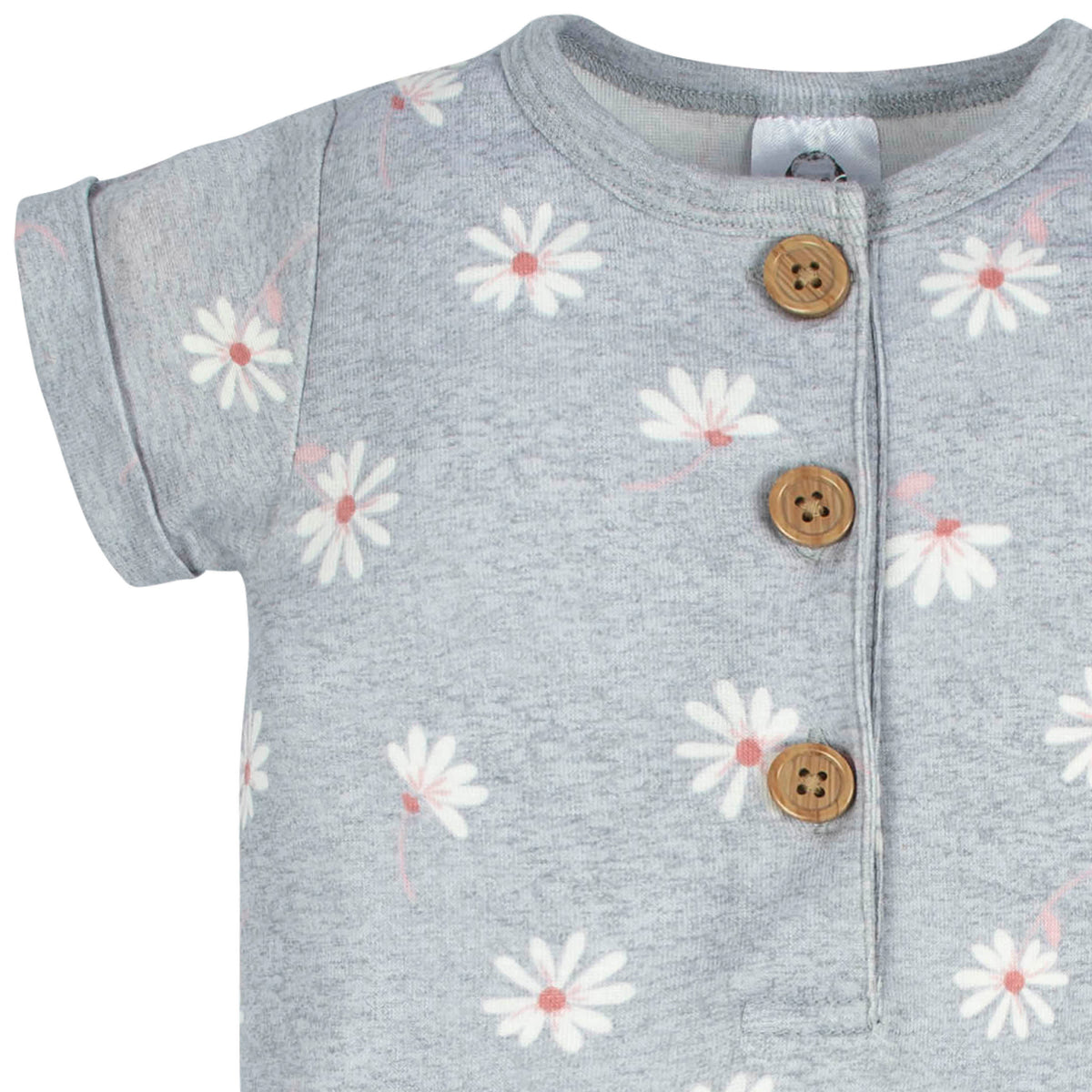 2-Pack Baby Girls Floral & Daisies Short Sleeve Rompers-Gerber Childrenswear