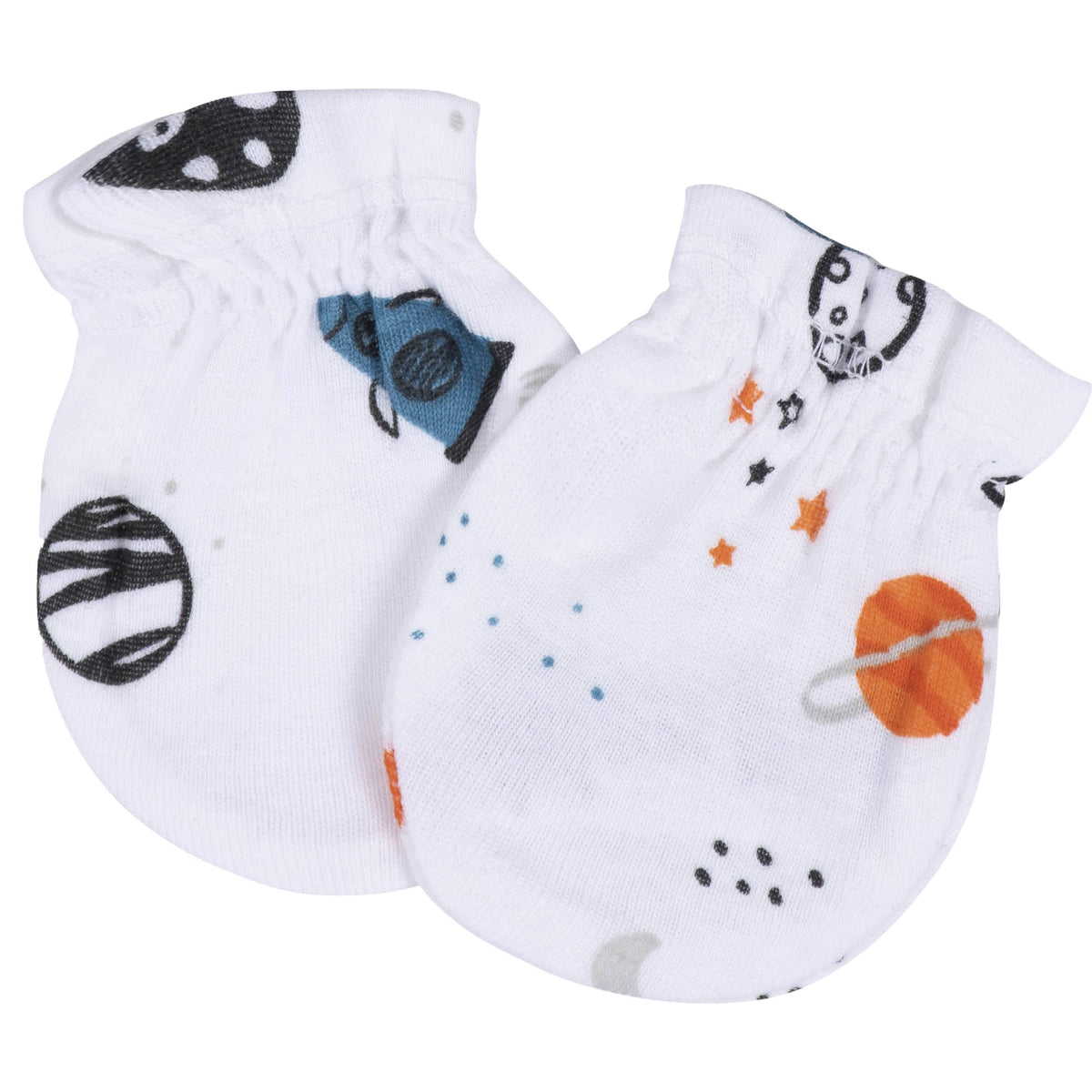 8-Piece Baby Boys Space No Scratch Mittens & Caps Set