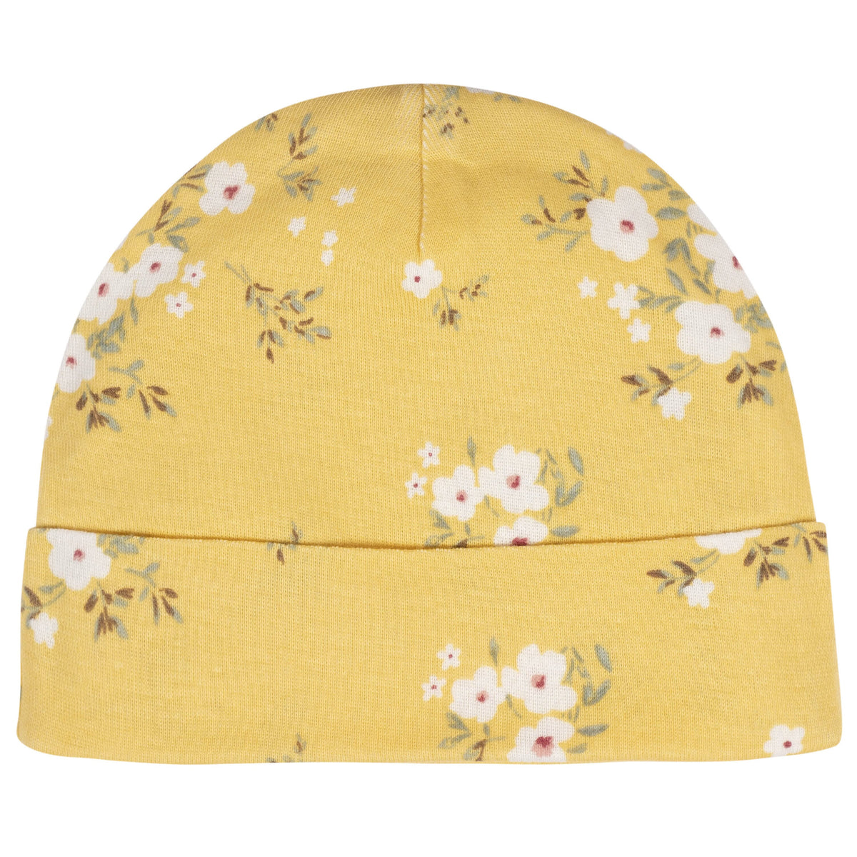 8-Piece Baby Girls Golden Floral No Scratch Mittens & Caps Set