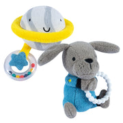 2-Piece Baby Boys Space Rattle and Teether Set