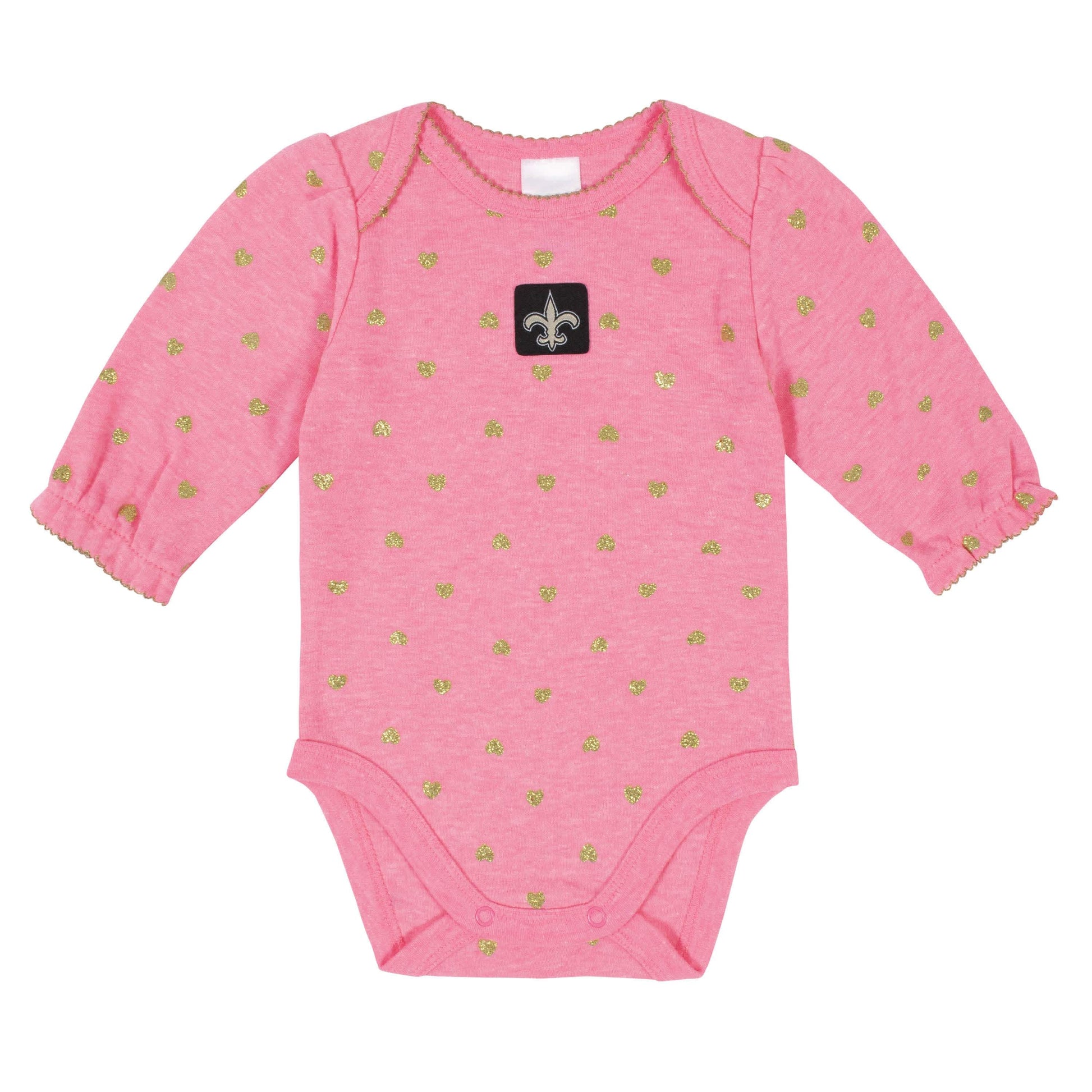 New Orleans Saints Baby Girls Long Sleeve Bodysuits-Gerber Childrenswear