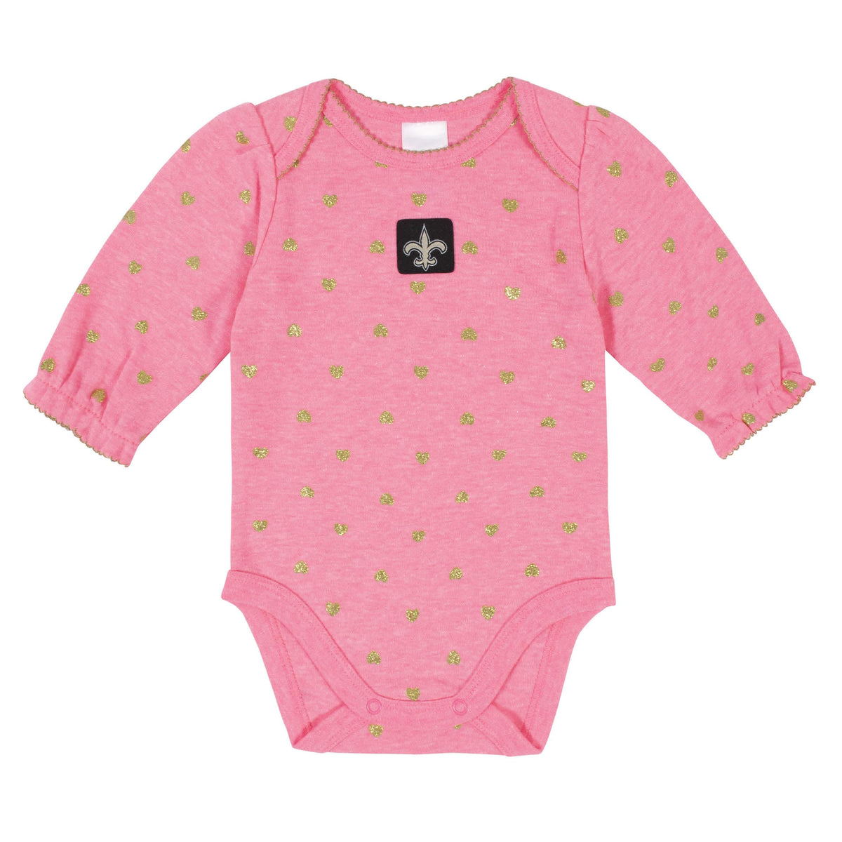 New Orleans Saints Baby Girls Long Sleeve Bodysuits-Gerber Childrenswear