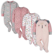 Gerber® 4-Pack Baby Girls Bear Sleep N' Plays-Gerber Childrenswear