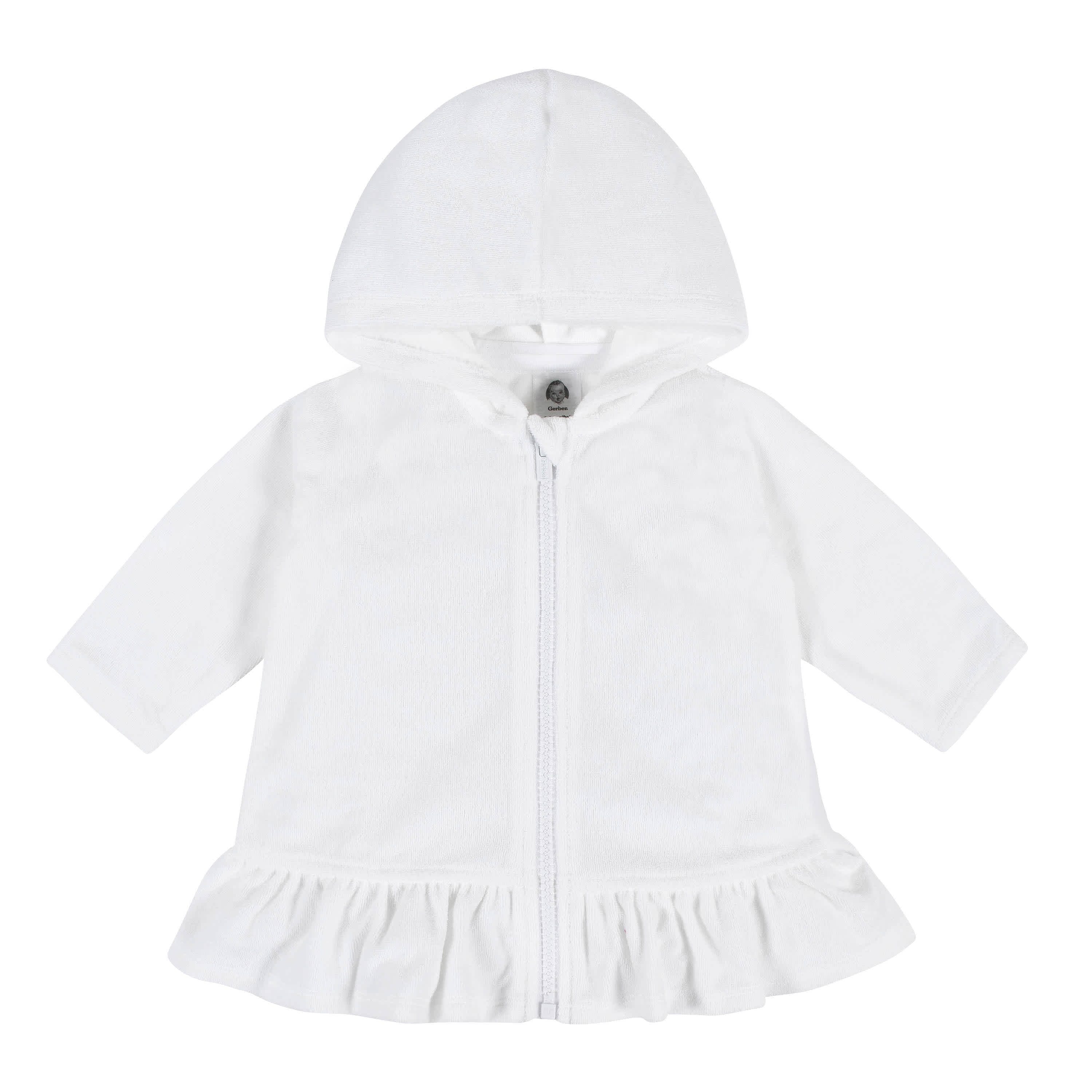 Baby & Toddler Girls White Zipper Hoodie Terry Coverup-Gerber Childrenswear