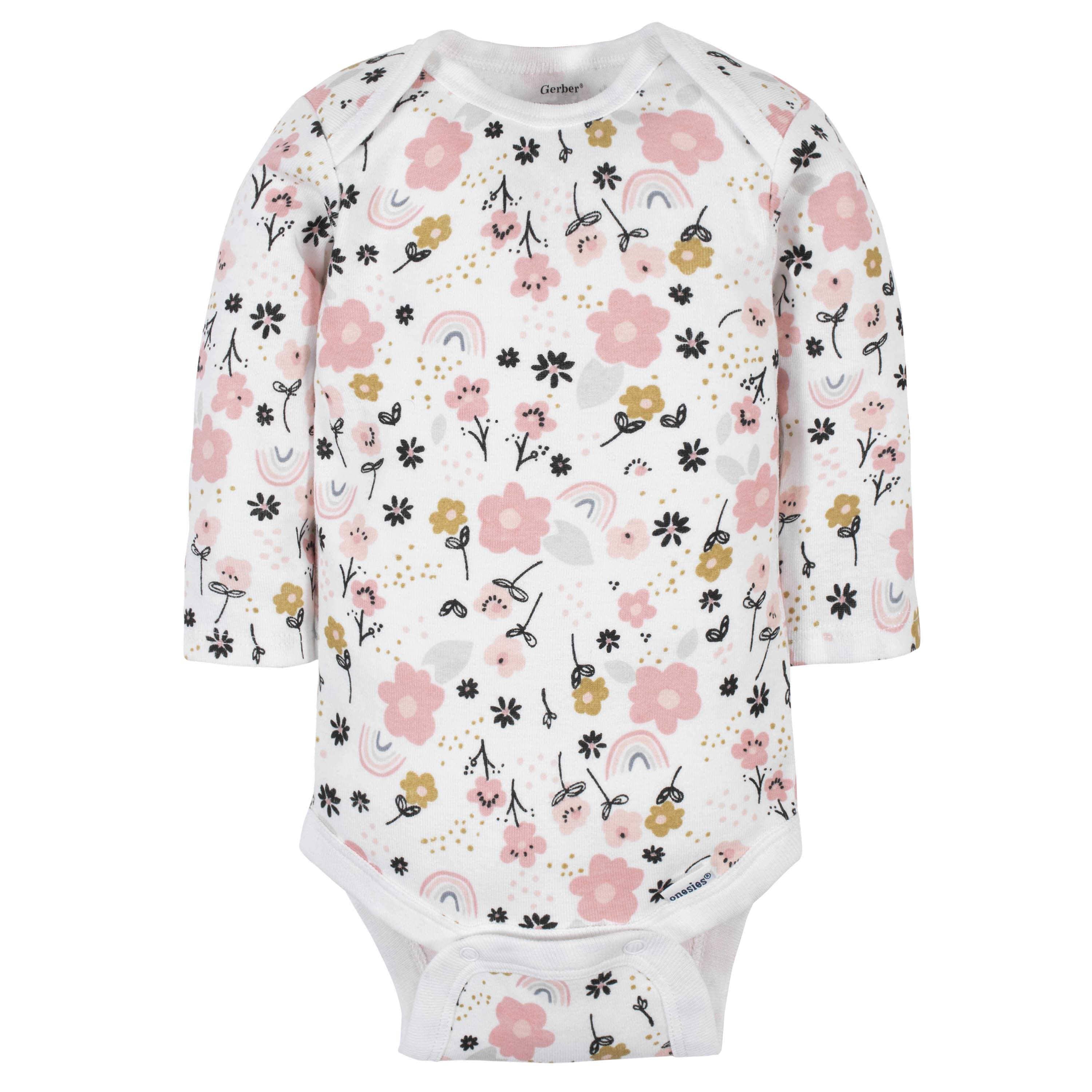 6-Pack Baby Girls Bear Long Sleeve Onesies® Bodysuits-Gerber Childrenswear